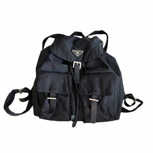 Black nylon backpack